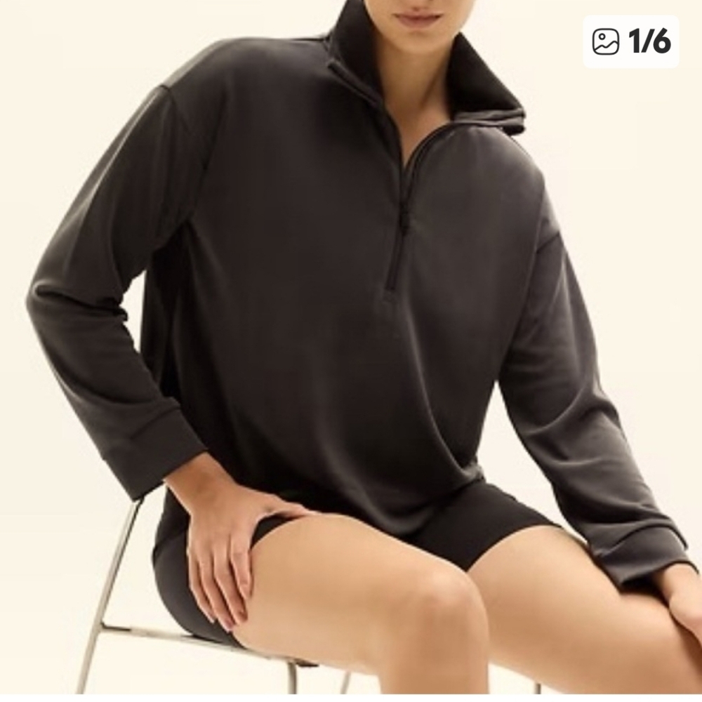 Athleta Sea‎ Soft Quarter Zip Pullover Sweatshirt Brown